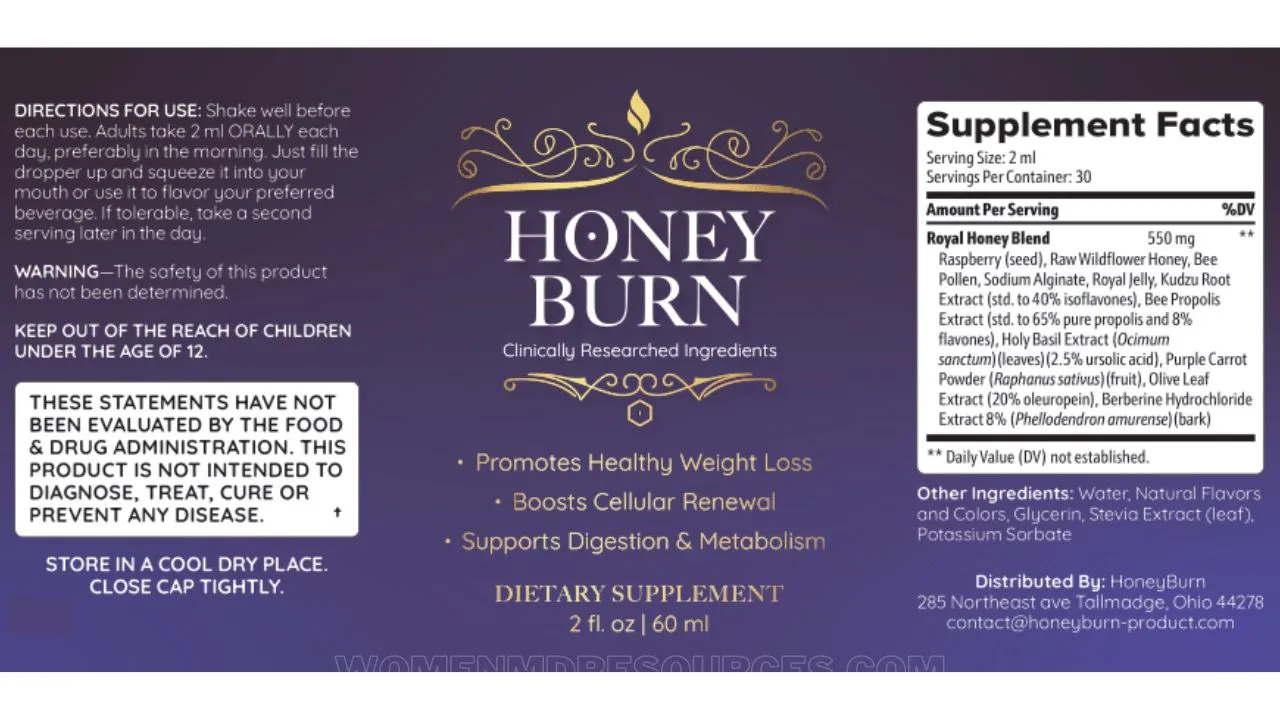 HoneyBurn Ingredients